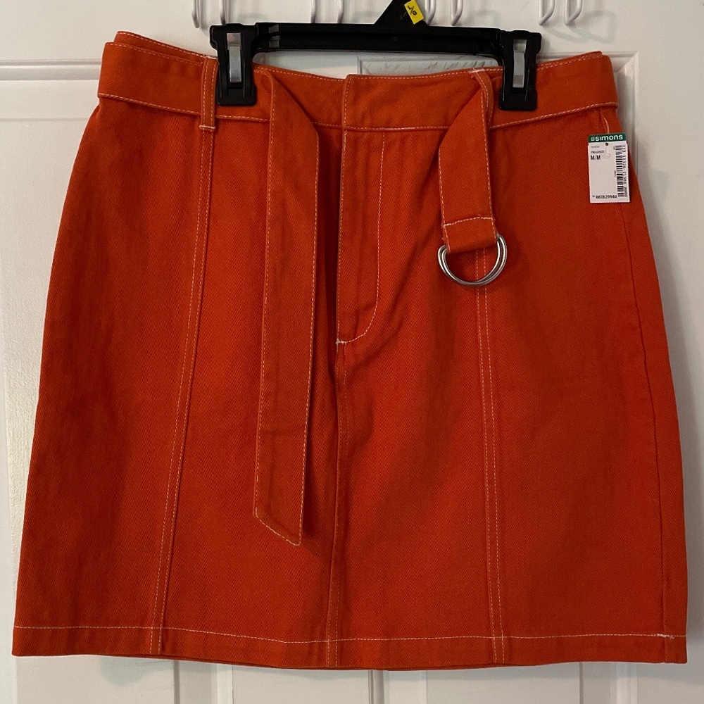 Twik Orange Denim Jean Mini Skirt